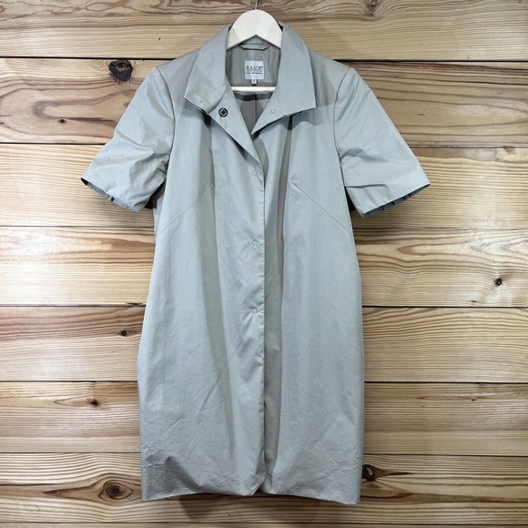 Pauw Amsterdam Jacket Size 2 Khaki Beige Snap Down Pockets Longline Trench B81 - Picture 1 of 16